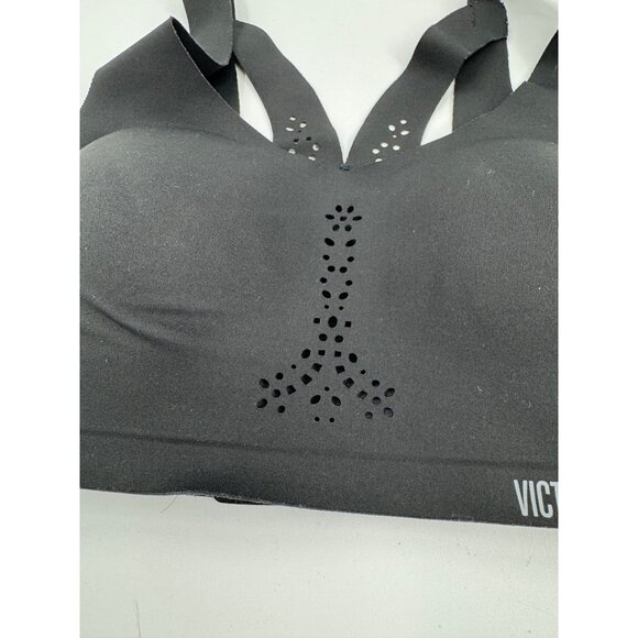 Victoria Sport Black Laser-Cut Strappy Sports Bra 34B Seamless Design Womens Act - Picture 3 of 7